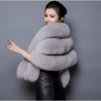 Super Large Winter Cold Faux Fox Fur Scarf Stole For Women 